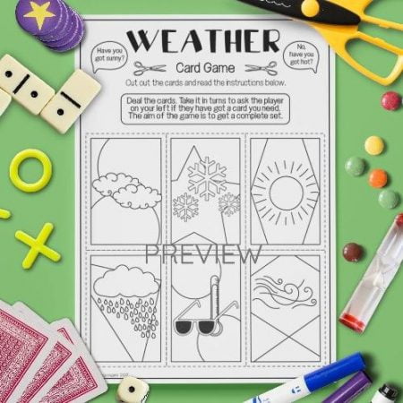 ESL English Weather Card Game Activity Worksheet
