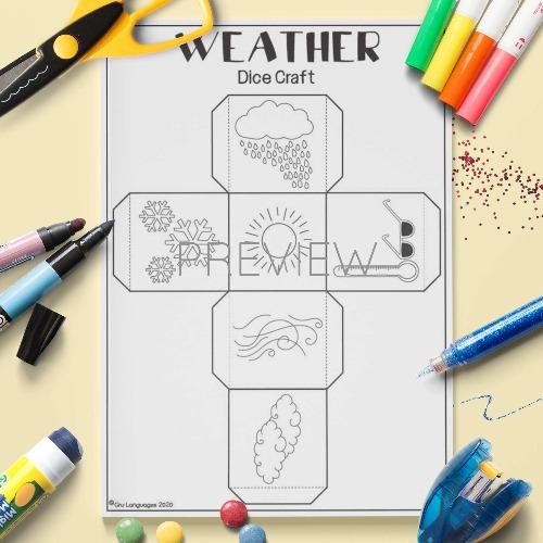 ESL English Weather Dice Craft Activity Worksheet