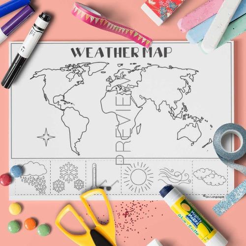 Weather Map Craft Activity Fun ESL Worksheet For Kids