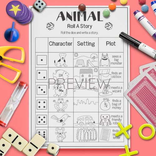 ESL Animal Roll A Story Game Worksheet