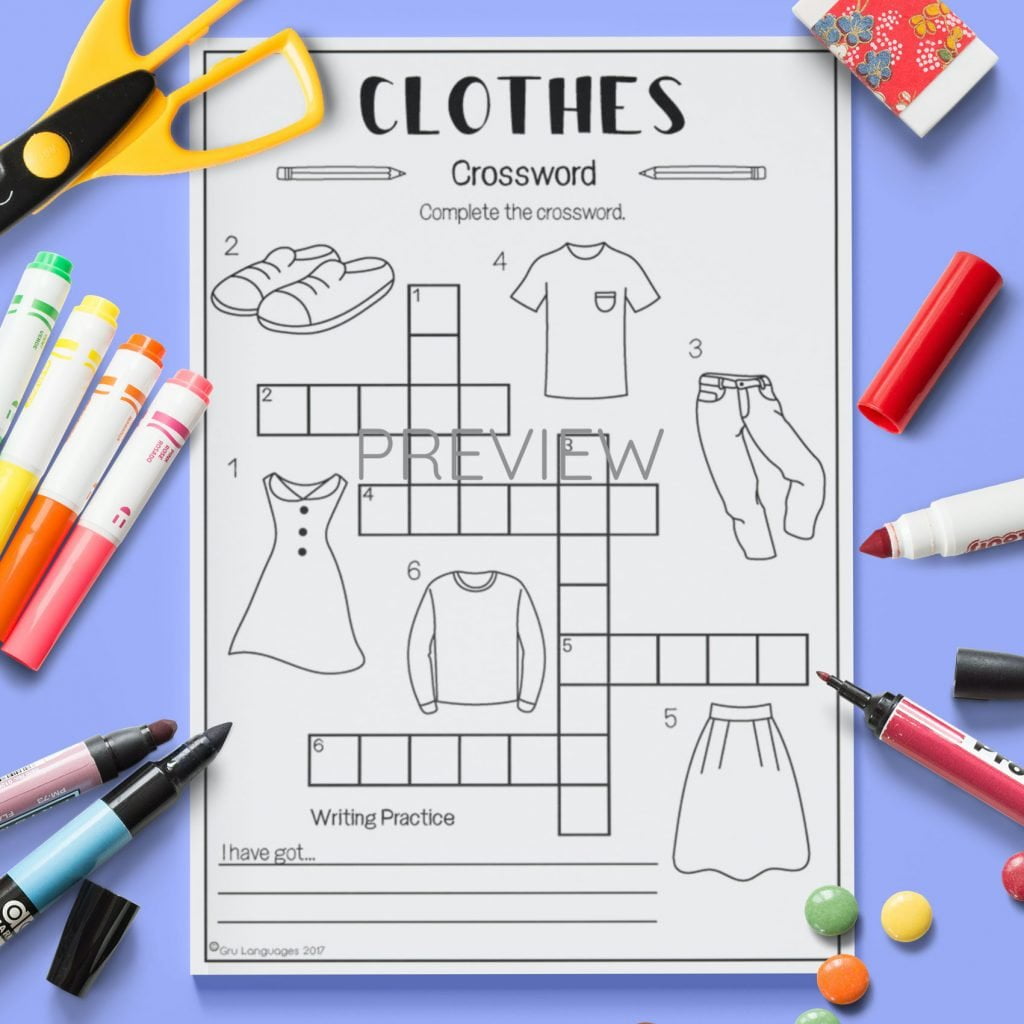 Clothes Crossword Fun ESL Activity For Children