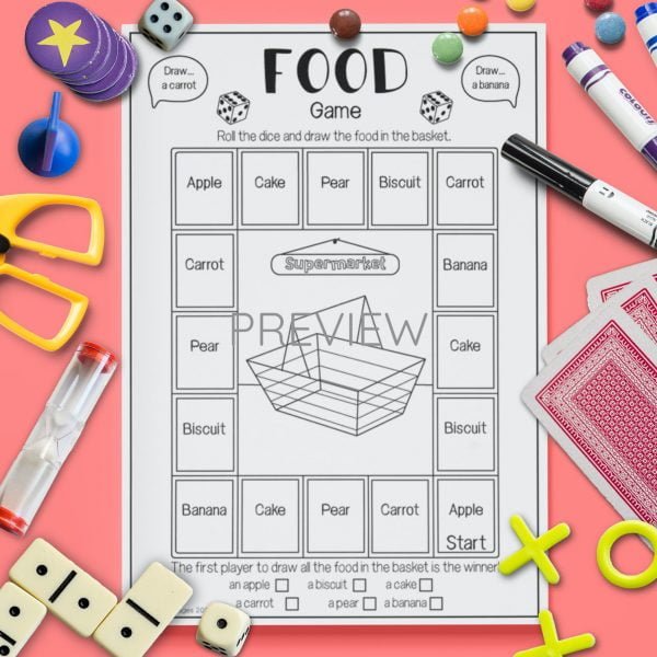 ESL English Food Drawing Game Activity Worksheet