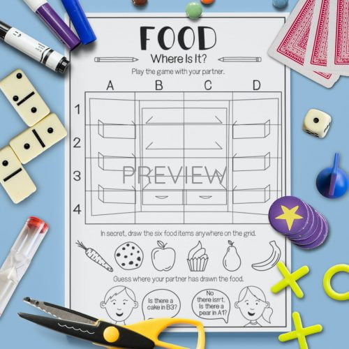 ESL English Food Grid Activity Worksheet