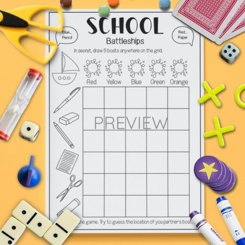 ESL English School Battleships Game Activity Worksheet