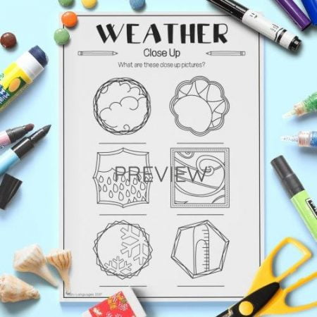 ESL English Weather Close Up Vocabulary Activity Worksheet