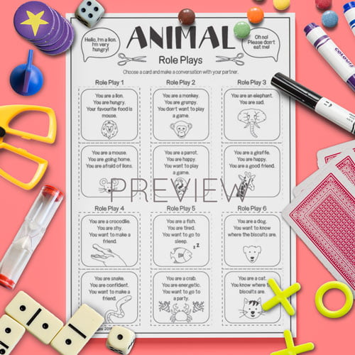 ESL English Animal Role Plays Activity Worksheet