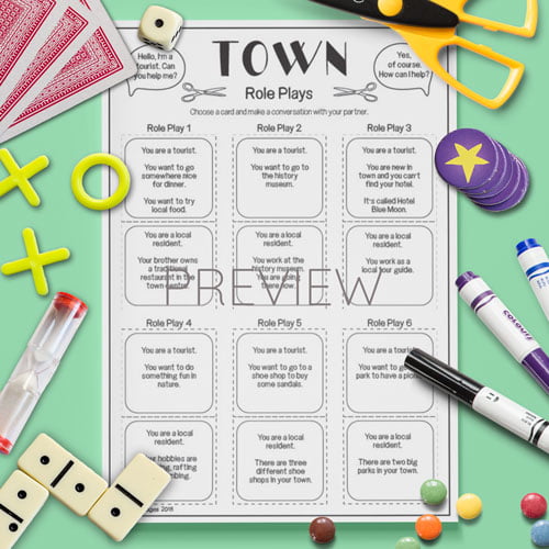 ESL English Town Role Plays Activity Worksheet