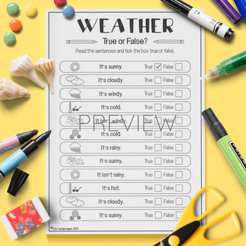 Weather True Or False Quiz Activity ESL Worksheet For Kids