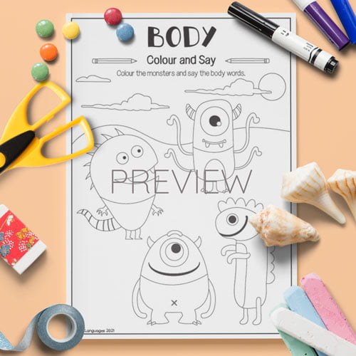 ESL Preschool Body Colour Say Activity