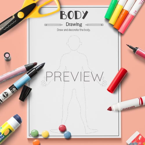 ESL Preschool Body Drawings Activity Worksheet