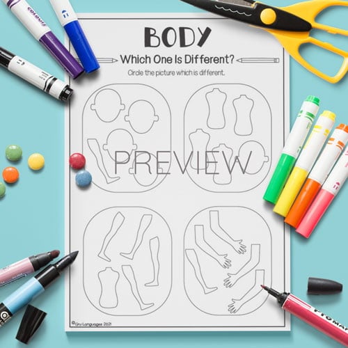 ESL Preschool Body Which Is Different Activity Worksheet