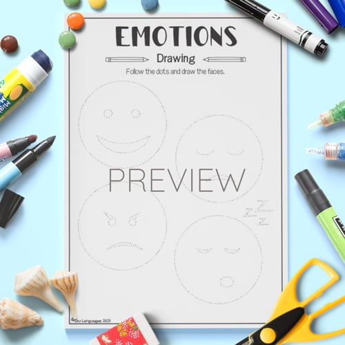 ESL Preschool Emotions Drawings Activity Worksheet