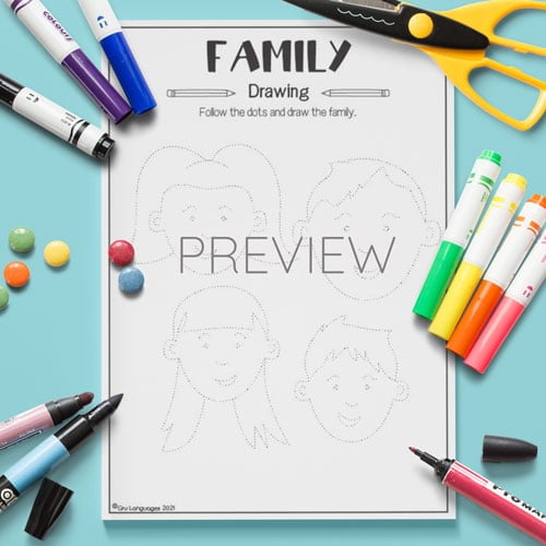 ESL Preschool Family Drawings Activity Worksheet