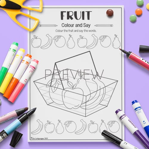 ESL Preschool Fruit Colour Say Activity