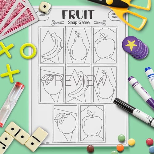 ESL Preschool Fruit Snap Game Activity Worksheet