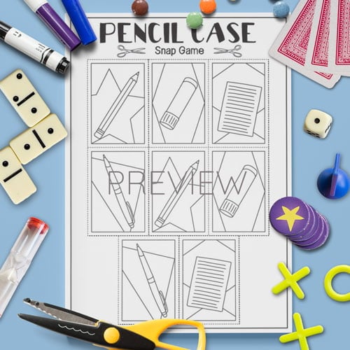 ESL Preschool Pencil Case Snap Game Activity Worksheet