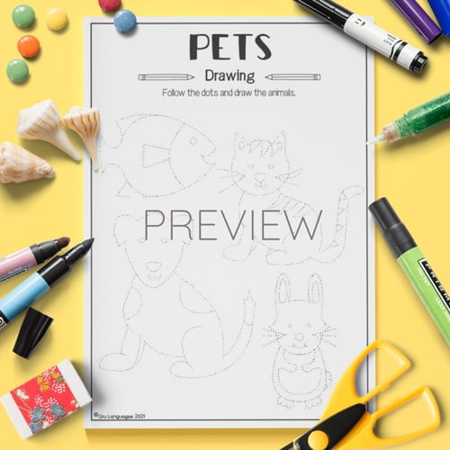 ESL Preschool Pets Drawings Activity Worksheet