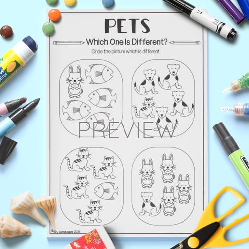 ESL Preschool Pets Which Is Different Activity Worksheet