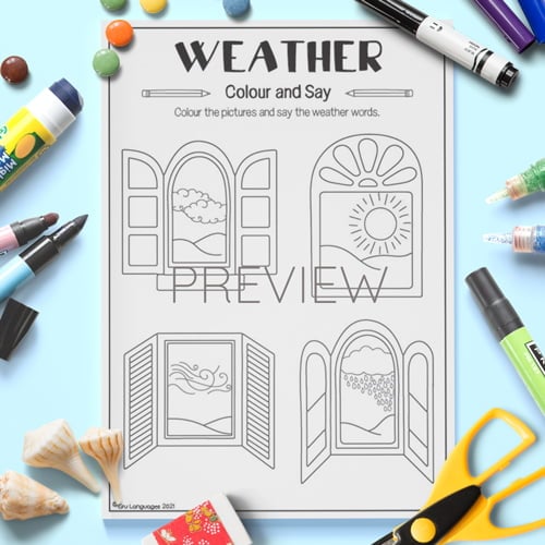 ESL Preschool Weather Colour Say Activity