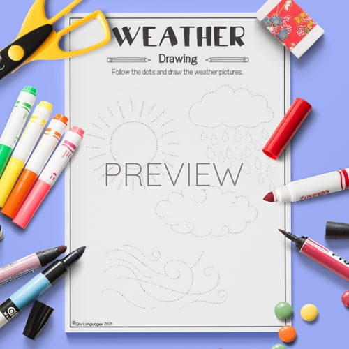 ESL Preschool Weather Drawings Activity Worksheet