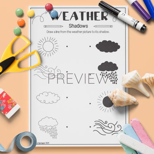 ESL Preschool Weather Shadows Activity Worksheet