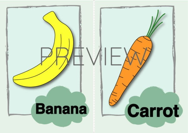 ESL Banana and Carrot Flashcard