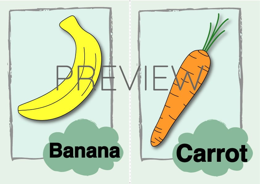 ESL Banana and Carrot Flashcard