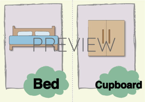 ESL Bed and Cupboard Flashcard