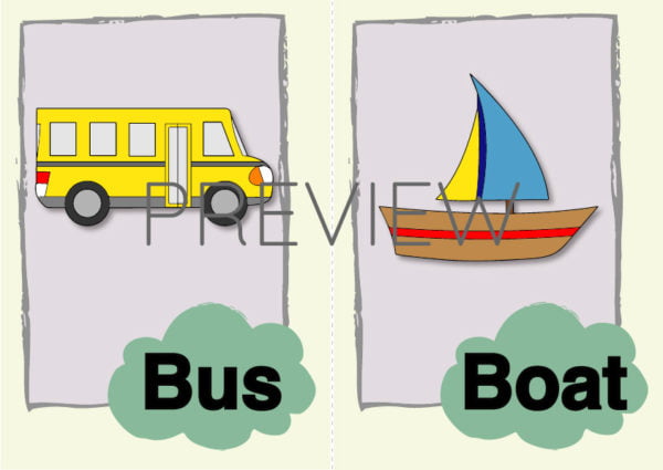 ESL Bus and Boat Flashcard