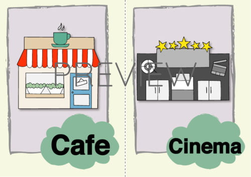 ESL Cafe and Cinema Flashcard