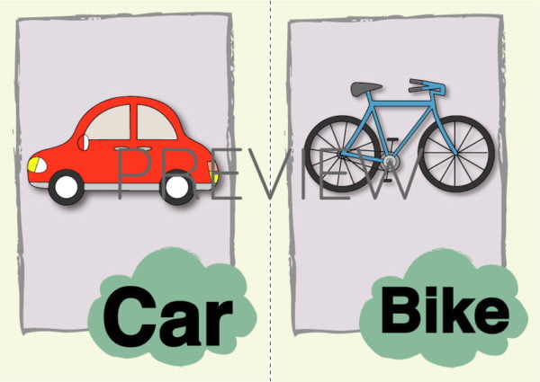 ESL Car and Bike Flashcard