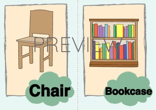 ESL Chair and Bookcase Flashcard