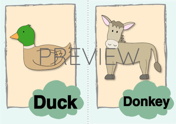 ESL Duck and Donkey Flashcard
