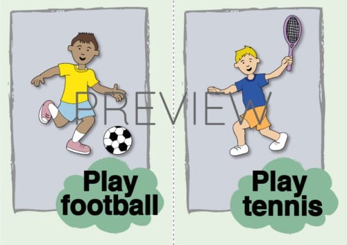 ESL Play Football and Play Tennis Flashcards