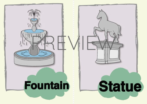 ESL Fountain and Statue Flashcards