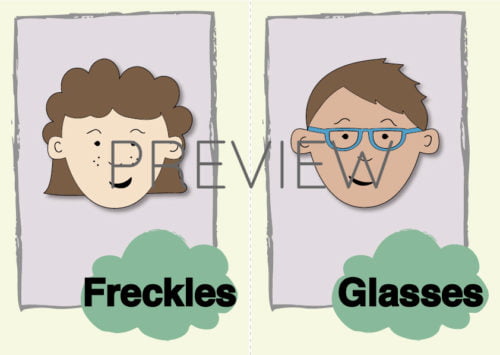 ESL Freckles and Glasses Flashcard