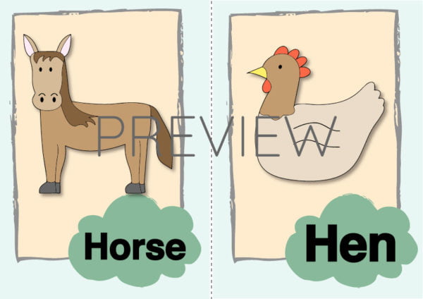 ESL Horse and Hen Flashcard