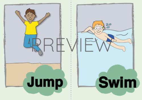 ESL Jump and Swim Flashcard