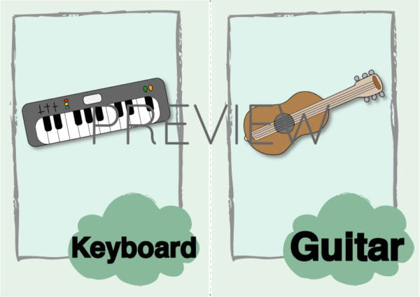ESL Keyboard and Guitar Flashcard