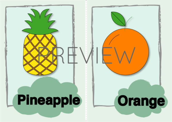 ESL Pineapple and Orange Flashcard