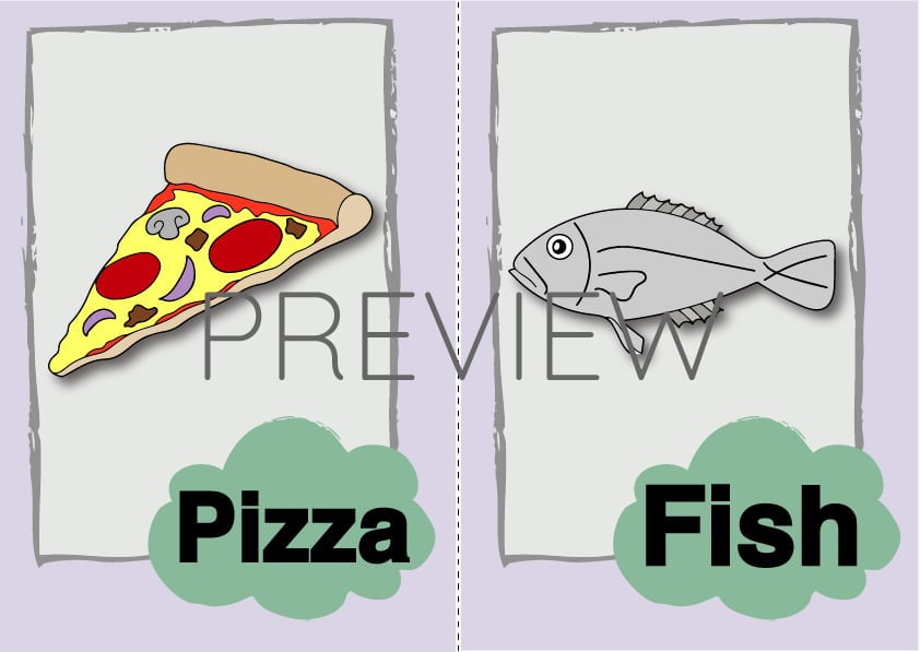 ESL Pizza and Fish Flashcard