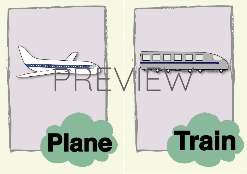 ESL Plane and Train Flashcards