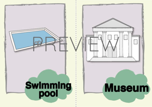 ESL Swimming Pool and Museum Flashcards