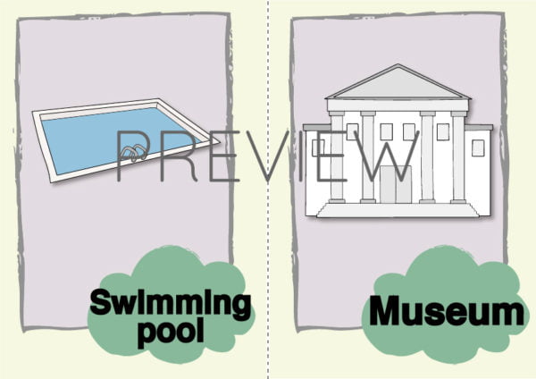 ESL Swimming Pool and Museum Flashcards