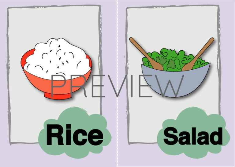 Rice and Salad Flashcard | Gru Languages