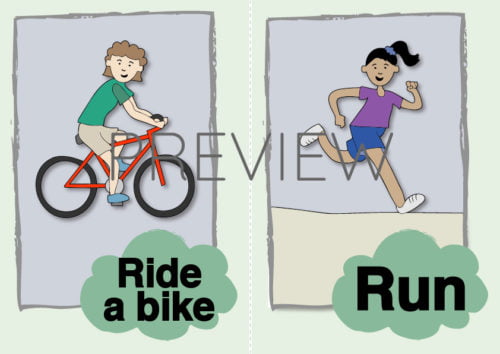 ESL Ride a Bike and Run Flashcard