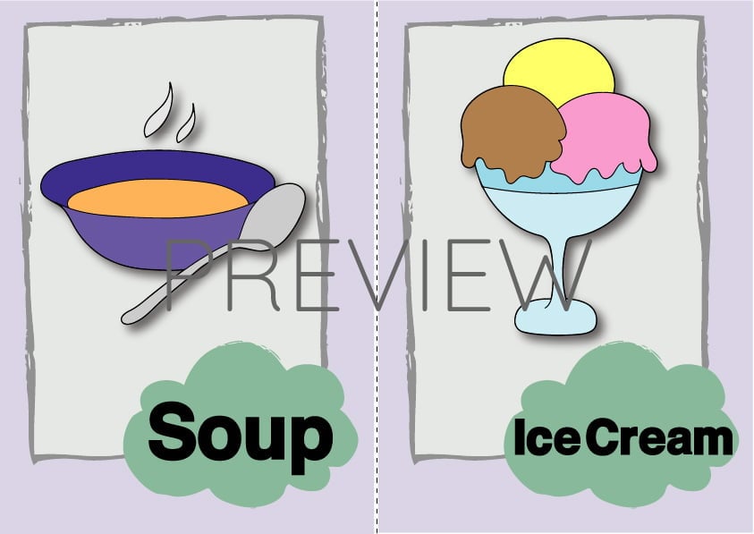 ESL Soup and Ice Cream Flashcard