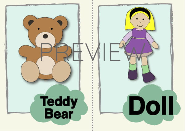 ESL Teddy Bear and Doll Flashcard