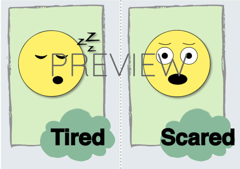 Tired and Scared Flashcard | Gru Languages