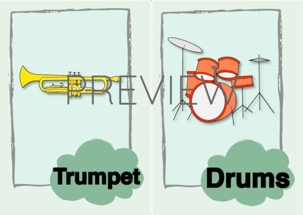 ESL Trumpet and Drums Flashcard